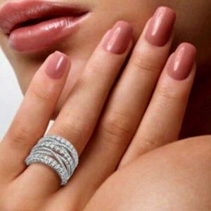 NEW! EFFY STACKED DIAMOND AND STERLING SILVER RING